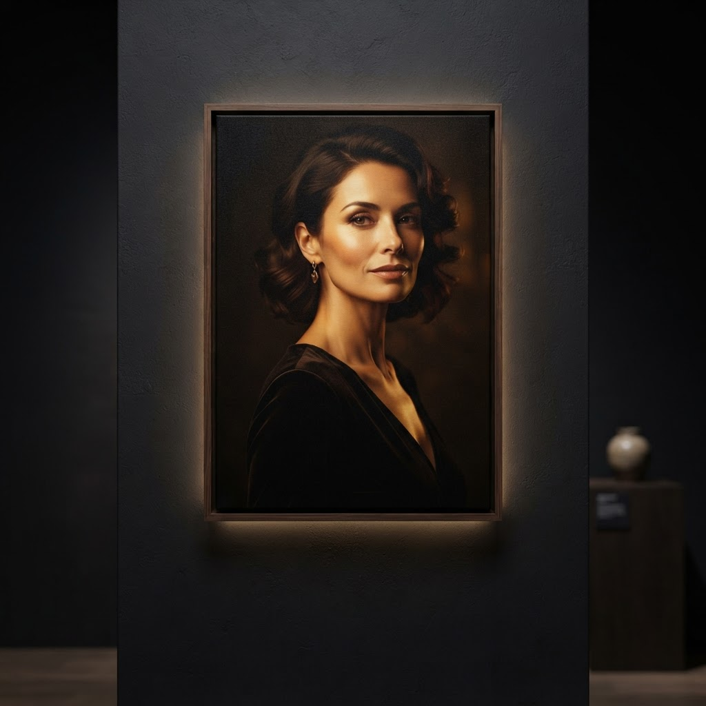 50x70 cm çerçeveli KADVAS kanvas tablo, arkadan sıcak LED ışık ile aydınlatılmış